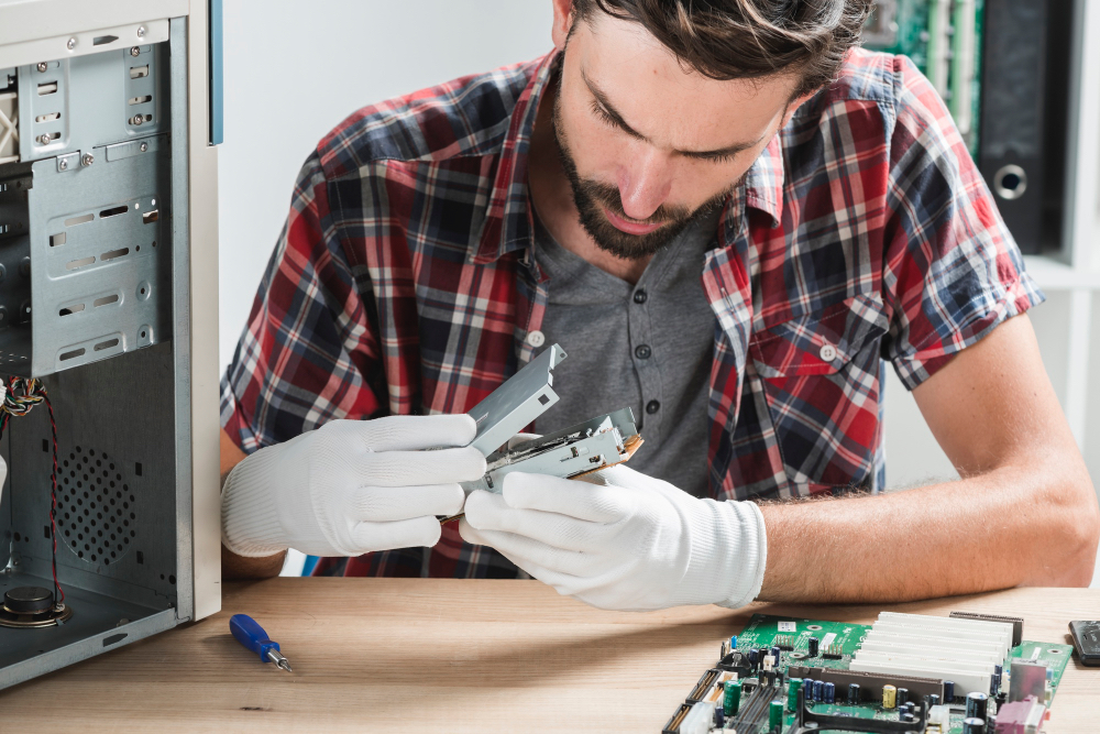close-up-young-male-technician-examining-computer-part
